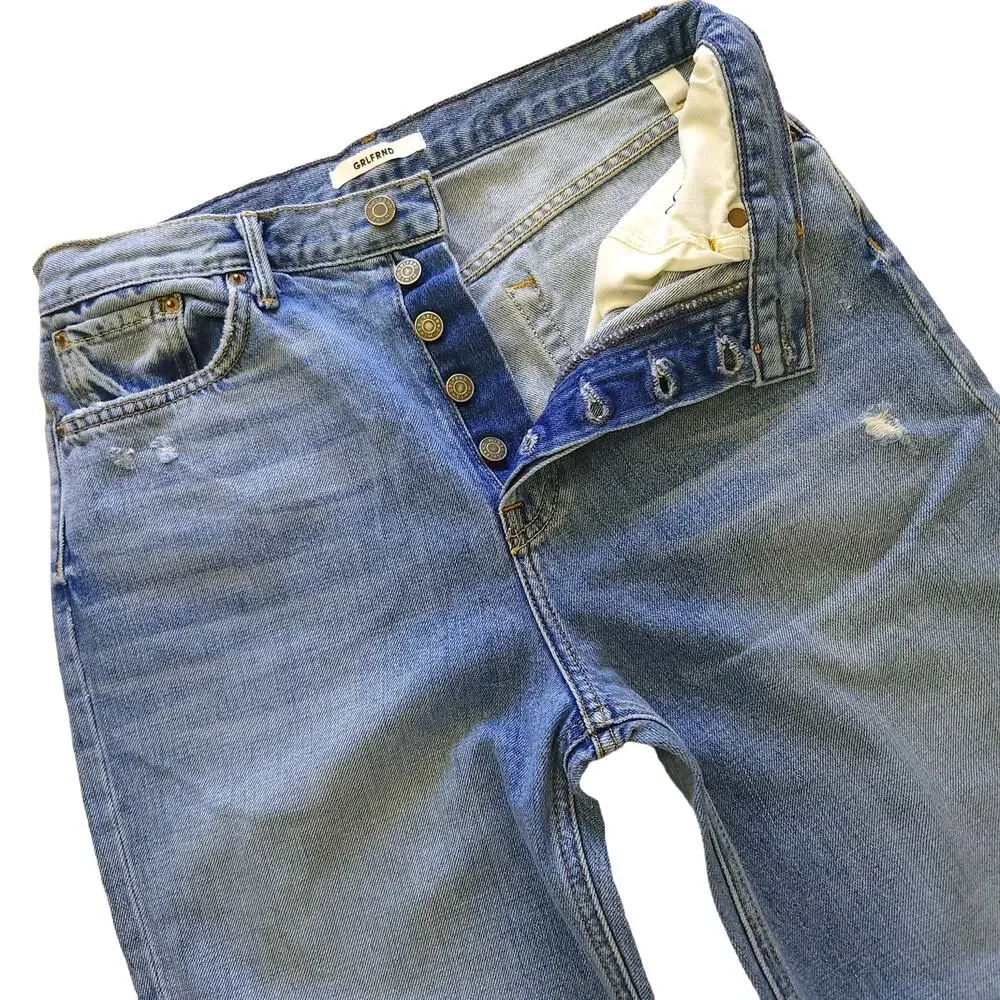 GRLFRND Hannah distressed high waist cropped blue jeans in Fly High Size 29 NEW - Picture 2 of 8